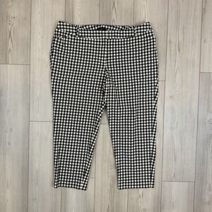 Talbots 20W Hampshire Ankle Gingham Black White Straight Leg Pants Stretch